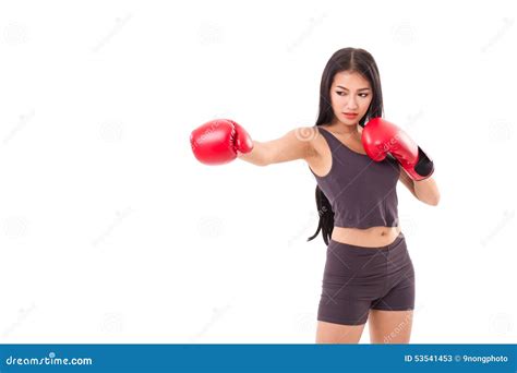 Strong Fitness Woman Boxer Or Fighter Punching Stock Image Image Of Background Fitness 53541453
