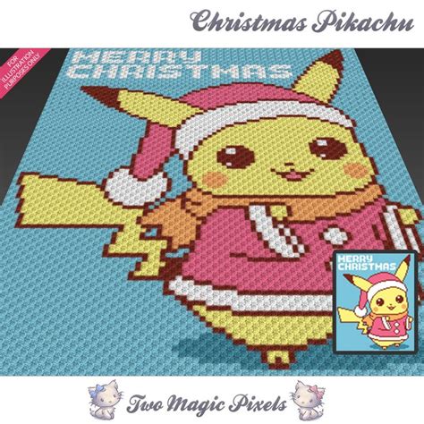 A Cross Stitch Pattern For A Christmas Pikachu