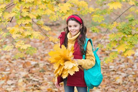 What A Beauty Teen Girl Carry Backpack On Way To School Child Walk In