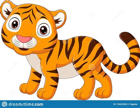 Cartoon Baby Tiger Isolated On White Background Stock Vector