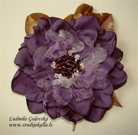 handmade purple satin flower brooch flower clip and pin