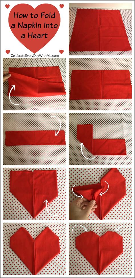 How To Fold A Napkin Into A Heart Instructions Diy Paper Napkin Folding