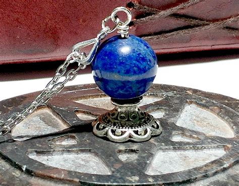 Lapis Lazuli Crystal Ball Goddess Jewelry Fortune Teller Metaphysical Jewelry Pagan Wiccan