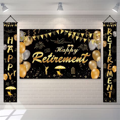 Buy Happy Retirement 2023 Party Decorations Large Black Gold Happy
