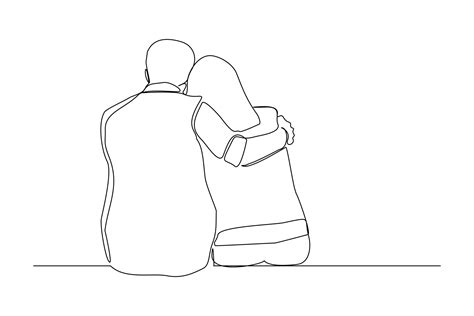Continuous Line Drawing Of Romantic Couple Hug Single One Line Art Of