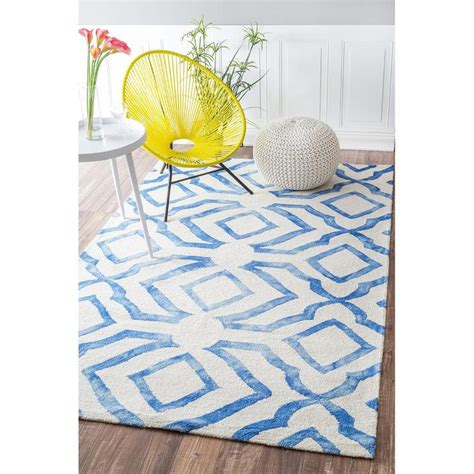 NuLOOM Contemporary Handmade Abstract Blue And White Wool Rug