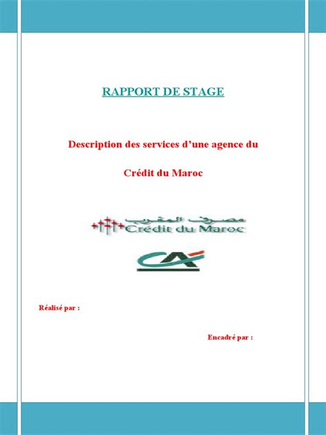 143096988 Rapport De Stage Credit Du Maroc Doc Maroc Banques