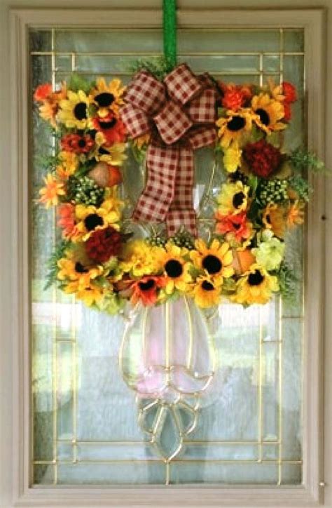 Square Fall Sunflower Wreath For Front Door Sunflower Wreath Etsy In