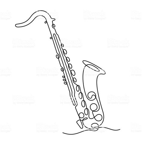 simple saxophone drawing sketch coloring page