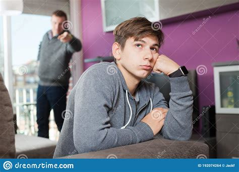 Angry Father Screaming At Offender Son Stock Photo Image Of Scold