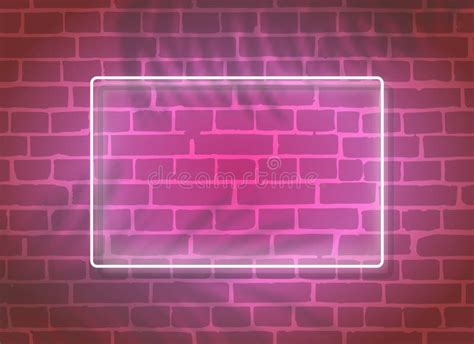 Realistic Glowing Neon Frame On Brick Wall Stock Vector Illustration