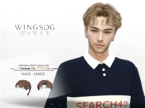 The Sims Resource Wings Es0523 Natural Fluffy Male Hair