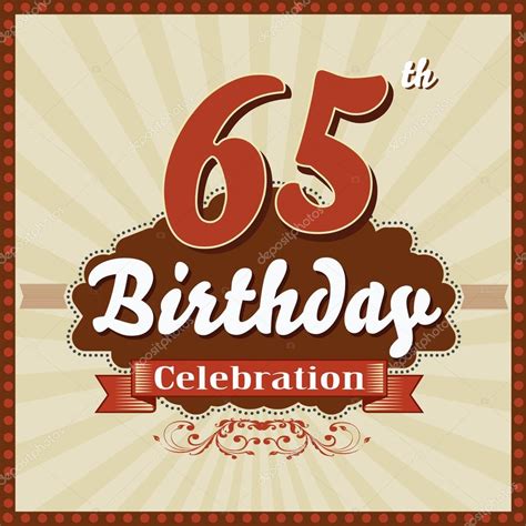 65 Years Celebration 65th Happy Birthday Retro Style Card — Stock