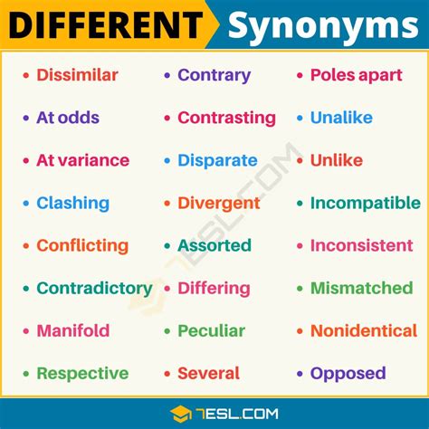 100 Useful Synonyms For Different Another Word For Different 7esl