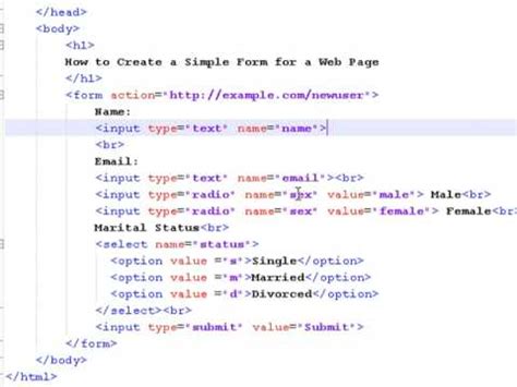 How To Create Web Pages Using HTML How To Create A Simple Form For A Web Page YouTube