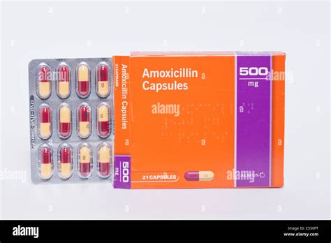 A Blister Pack Of Amoxicillin Capsules Antibiotics On A White