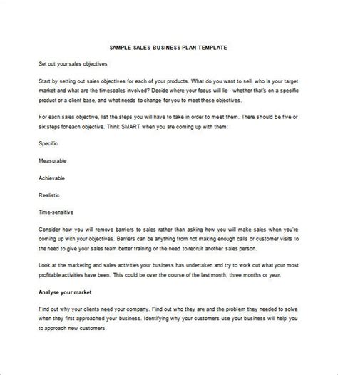 Sales Business Plan Template 12 Pdf Word Format Download Free