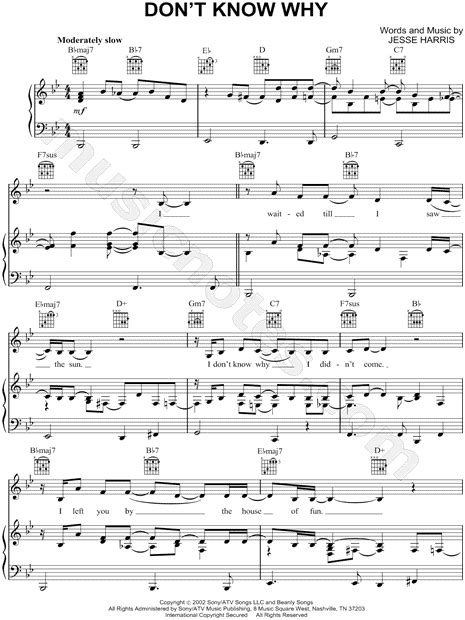 Norah Jones Dont Know Why Sheet Music In Bb Major Transposable
