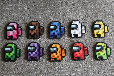 Among Us Characters Perler Beads In 2021 Perler Beads Easy Perler