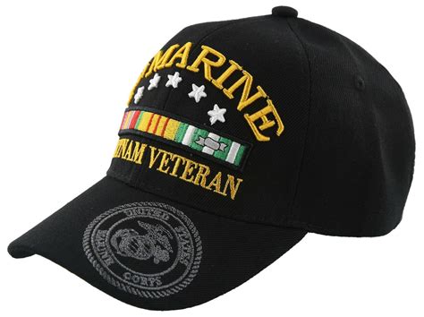 New 1st Marine Vietnam Veteran Usmc Shadow Cap Hat Black Mens Hats