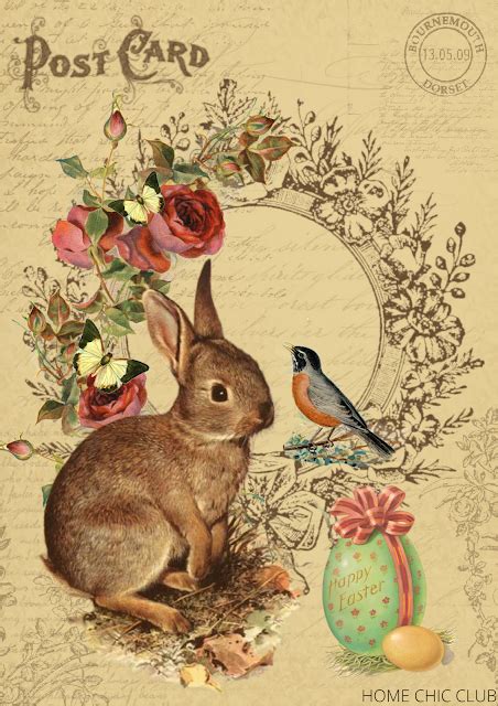 Home Chic Club Free Printable Easter Bunny Art Vintage Easter Printables Bunny Art Easter