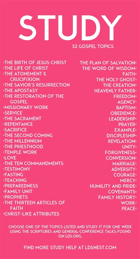 52 Gospel Study Topics Choose One Each Week And Youre Set For The