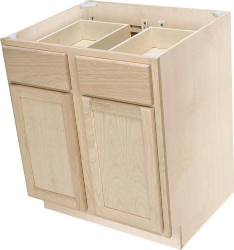This solid wood kitchen cabinet ships fully assembled or can be picked up in our dallas, tx the glides are 25lb rate easy glide epoxy runners attached to the bottom of the drawer box for added stability. Quality One™ 36" x 34-1/2" Unfinished Premium Oak Double Base Cabinet w/Drawers at Menards ...