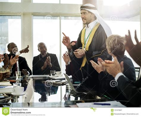 An Arabic Business Man Presenting In A Meeting Stock Image Image Of