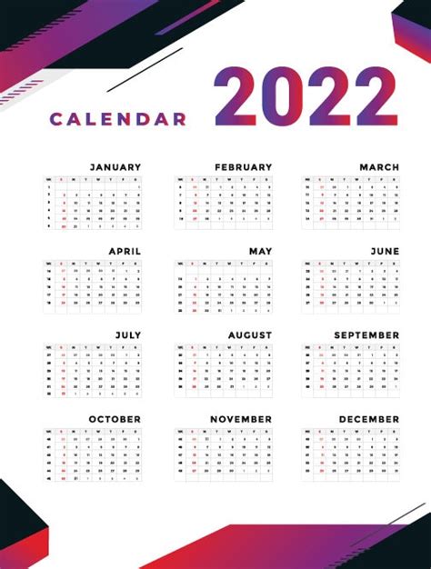 Printable 2022 Calendar With Week Numbers Purple Modern Etsy
