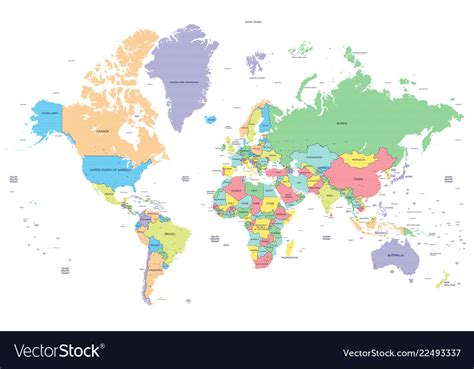 Dotted Political World Map With Capitals Vector Image