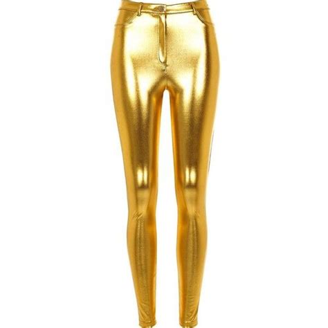 River Island Metallic Gold Tube Pants 24 Liked On