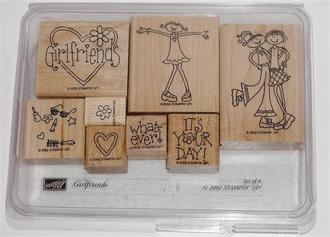 Amazon Com Stampin Up Girlfriends Pc Wood Mounted Rubber Stamp Set Retired Arts