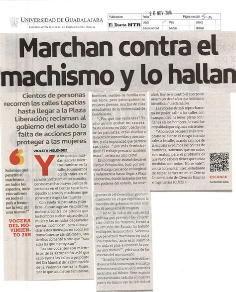 Marchan Contra El Machismo Y Lo Hallan Centro Universitario De