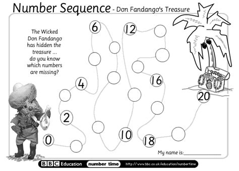 Bbc Numbertime Print And Do Sequences Don Fandangos Treasure