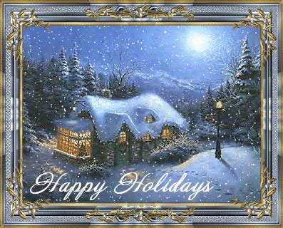 Share the holiday cheer with a christmas animation! Happy Holidays night animated snow gif (With images ...