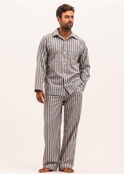 Mens Brushed Cotton Vintage Stripe Pyjamas By Pj Pan