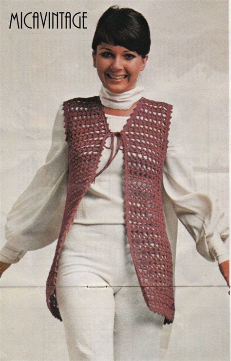 Long Vest Crochet Pattern Vintage 1970s Long Vest Crochet Etsy Uk