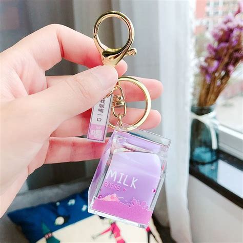 kawaii fruit milk moving liquid keychain bestofkawaii bottle jewelry keychain cute keychain