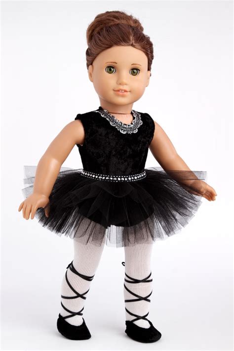 Black Swan Doll Ballet Outfit For American Girl Doll Leotard Tutu