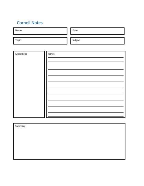 Just click in the blank spaces, type, print or 01.05.2019 · download these free cornell notes templates, examples and printable pdf sheets to assist you in taking notes in classroom or at office meeting. 36 Cornell Notes Templates & Examples Word, PDF - Template Lab
