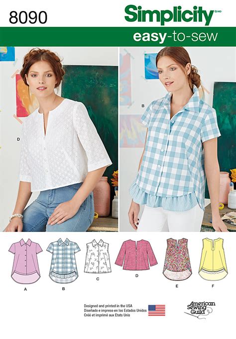 simplicity 8090 misses easy to sew button shirt and pullover top