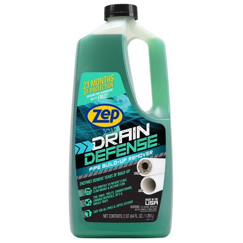 Zep Drain Defense Pipe Build Up Remover 64 Fl Oz Drain Cleaner At