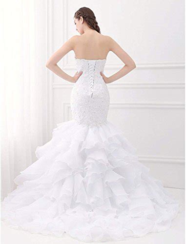 Jingliz Mermaid Wedding Dress Sweetheart Lace Beaded Ruffles White