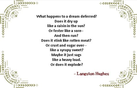 What Happens To A Dream Deferred By Langston Hughes Poetry