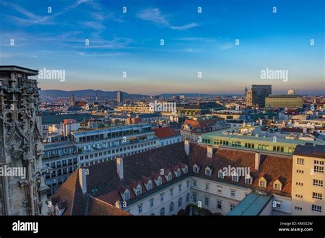Aerial Panoramic Cityscape View Of Vienna City From Stephansdom