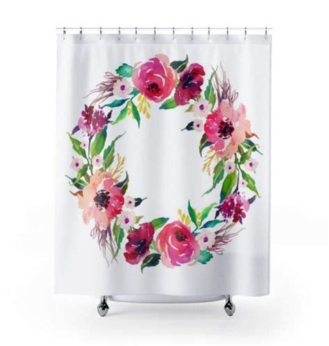 Floral Shower Curtain Blush Pink Magenta Flowers Wreath