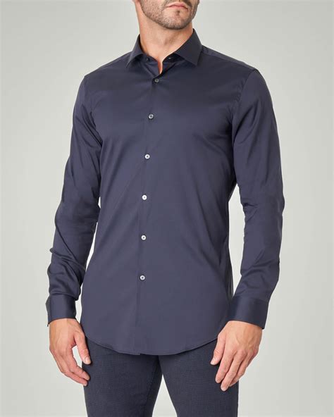 Camicia Blu Extra Slim Fit In Popeline Di Cotone Stretch