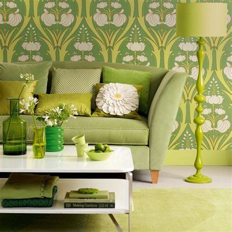 Great Wallpaper Contemporary Decor Living Room Living Room Green