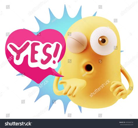 3d Rendering Emoticon Face Saying Yes Stock Illustration 459268732