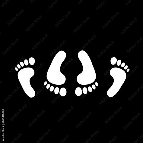 White Silhouette Of Feet Of Couple Having Sex Sign Simple Icon Stock